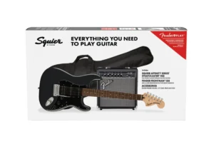 El Fender Squier Affinity Series Stratocaster HSS Pack incluye todo lo necesario para empezar: una guitarra Stratocaster versátil con configuración de pastillas HSS para tonos variados y un amplificador Fender Frontman 15G. Ideal para principiantes, combina calidad, comodidad y estilo clásico Fender en un paquete completo.