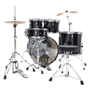 Batería Tama Stagestar ST52H5C-BNS – Batería completa negra con bombo de 22", toms, platillos y snare de 14". Incluye base de bombo, soporte de platillos, y silla ajustable para una experiencia completa. Ideal para bateristas intermedios.