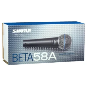 Shure Beta 58A – Micrófono dinámico supercardioide con sonido potente y claro, ideal para voces en vivo y grabaciones profesionales. Construcción robusta y excelente rechazo de ruido.