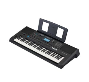 Teclado Yamaha PSR-E473 de 61 teclas sensibles, con 820 sonidos, estilos automáticos y efectos en tiempo real.