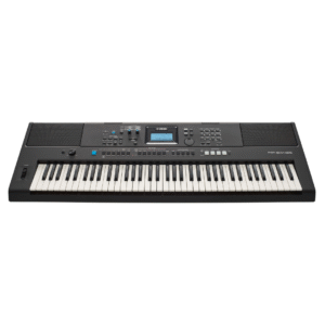 Yamaha PSR-EW425 es un teclado portátil de 76 teclas sensibles al tacto con altavoces de alta potencia, 820 sonidos, 290 estilos, entrada de micrófono y conexión USB Audio/MIDI para grabar o tocar en vivo.