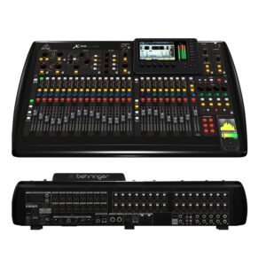 Behringer X32 es una consola digital de 40 canales con 32 preamplificadores MIDAS, 25 buses de mezcla, interfaz USB 32x32 y pantalla TFT a color, ideal para sonido en vivo y estudio profesional.