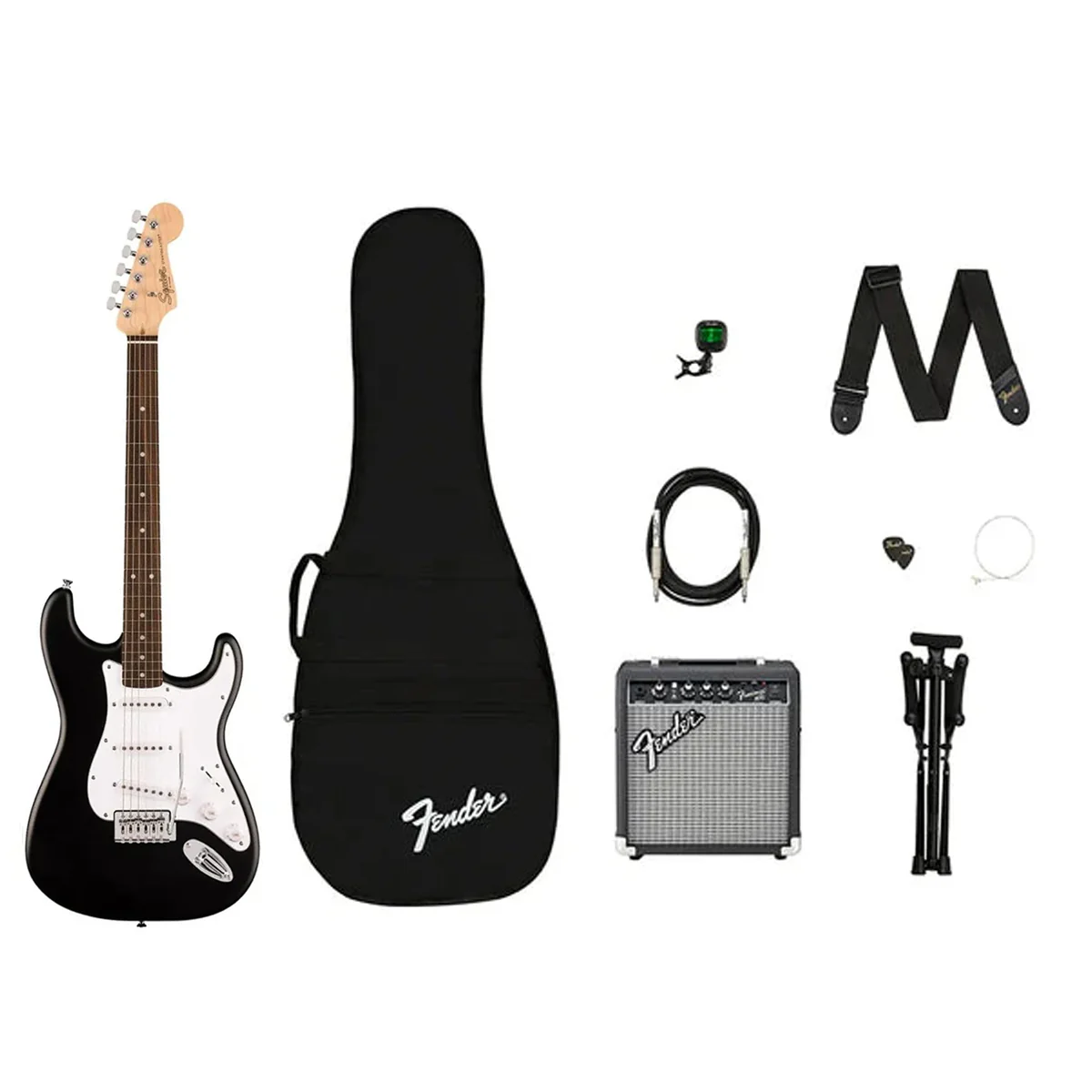 Guitarra Eléctrica Fender Squier Debut Stratocaster PK Kit BLK completa