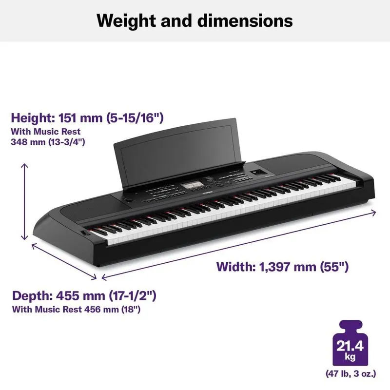 Teclado profesional Yamaha DGX-670 color negro con pantalla LCD