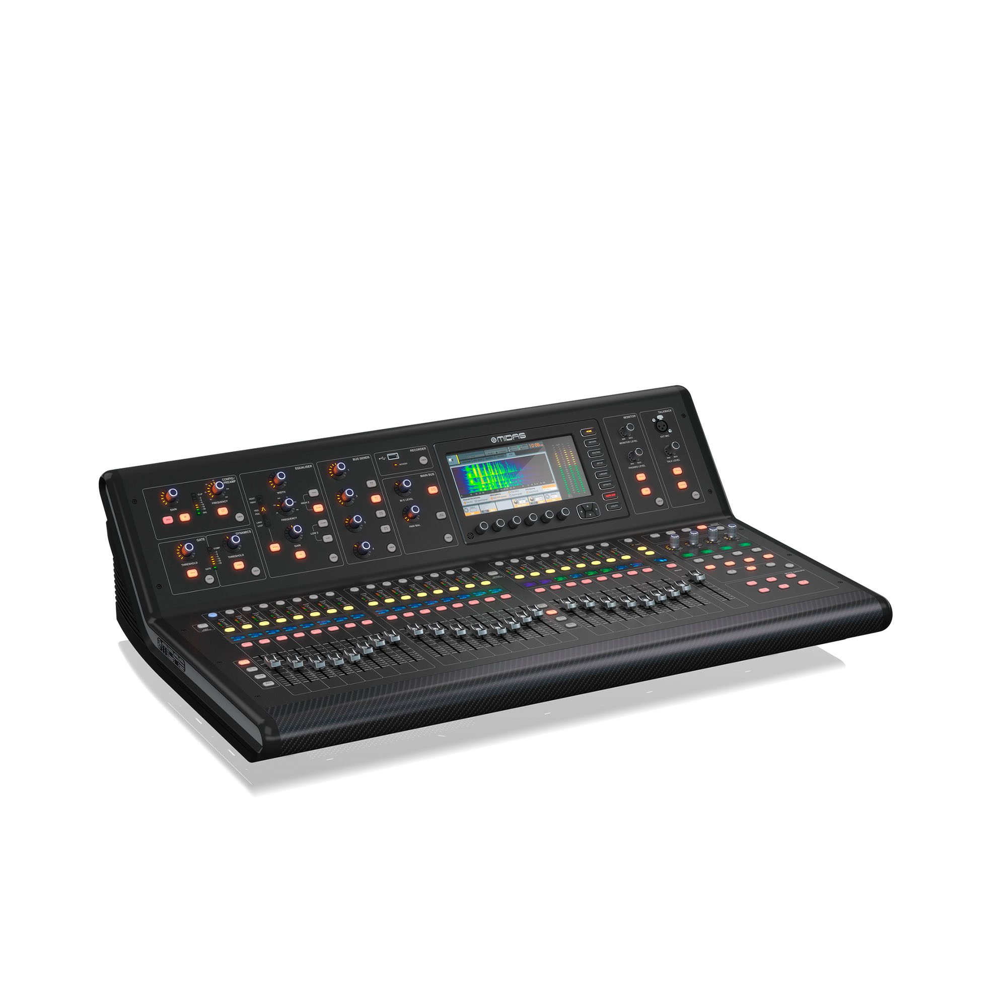 Consola MIDAS M32 LIVE con 32 entradas, efectos integrados, faders motorizados y conectividad avanzada USB/AES50.