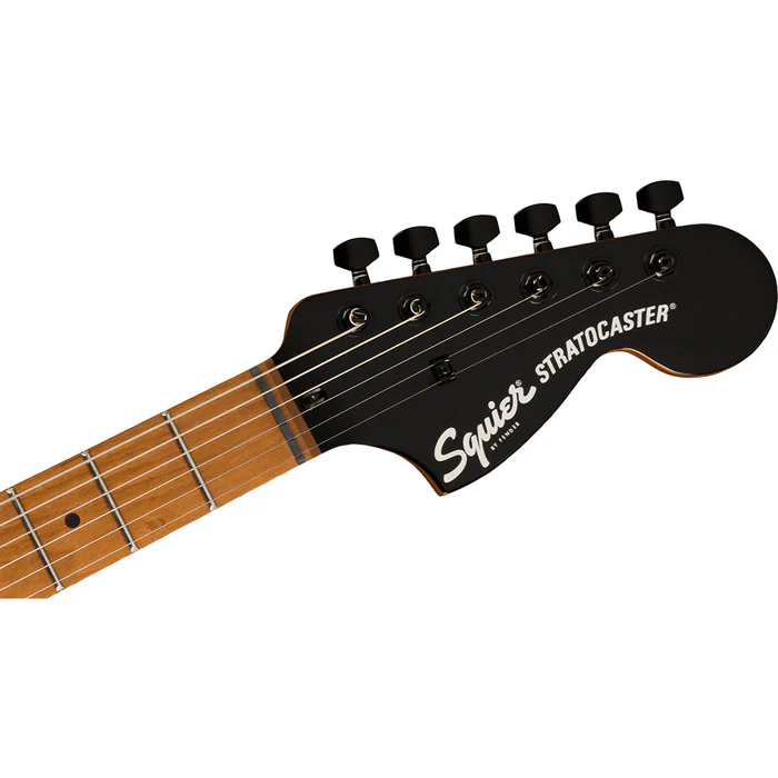 Guitarra Squier Affinity Stratocaster HH acabado Charcoal Frost Metallic y golpeador negro.