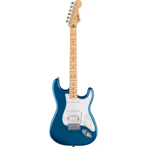 Guitarra eléctrica Fender Stratocaster Standard color aguamarina metalizado con configuración de tres pastillas y diseño clásico.